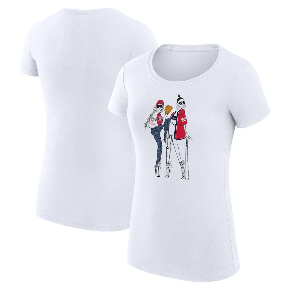 Washington Nationals G-III 4Her by Carl Banks Women's Super-Slim Fit Lightweight Baseball Girls T-Shirt - White T-shirts