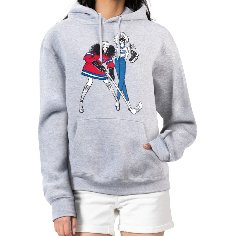 New York Rangers G-III 4Her by Carl Banks Women's Hockey Girls Fleece Pullover Hoodie - Heather Gray | US 200632637