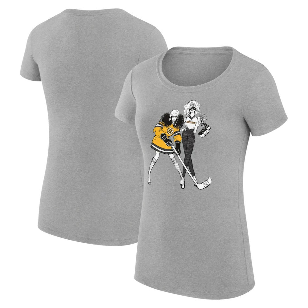 Boston Bruins G-III 4Her by Carl Banks Women's Super-Slim Fit Lightweight Hockey Girls T-Shirt - Heather Gray | US 200632775