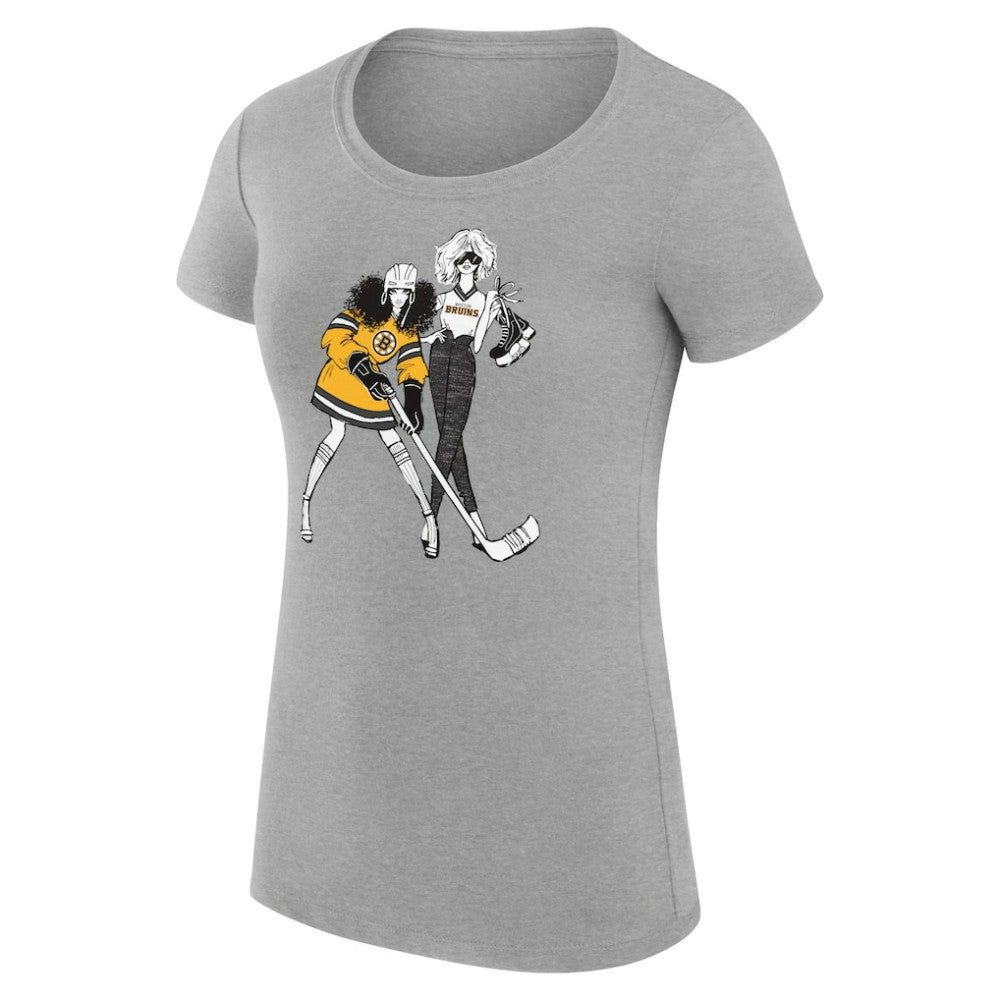 Boston Bruins G-III 4Her by Carl Banks Women's Super-Slim Fit Lightweight Hockey Girls T-Shirt - Heather Gray | US 200632775
