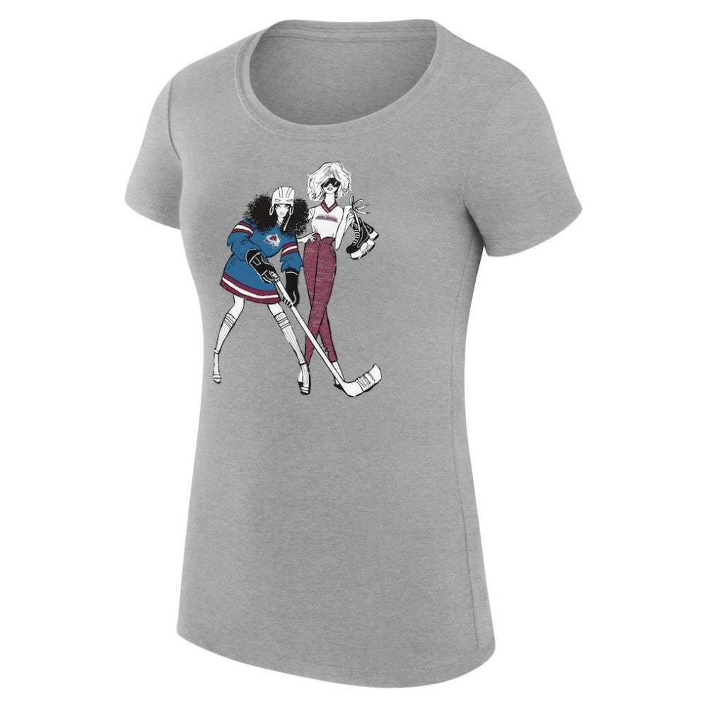 Colorado Avalanche G-III 4Her by Carl Banks Women's Super-Slim Fit Lightweight Hockey Girls T-Shirt - Heather Gray | US 200632780
