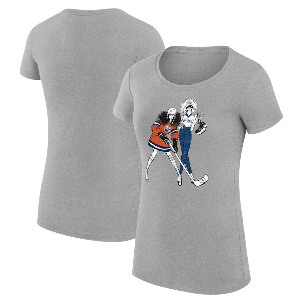 Edmonton Oilers G-III 4Her by Carl Banks Women's Super-Slim Fit Lightweight Hockey Girls T-Shirt - Heather Gray | US 200632787