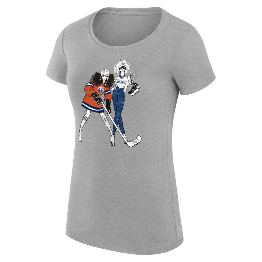 Edmonton Oilers G-III 4Her by Carl Banks Women's Super-Slim Fit Lightweight Hockey Girls T-Shirt - Heather Gray | US 200632787