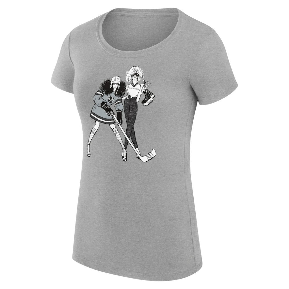 Los Angeles Kings G-III 4Her by Carl Banks Women's Super-Slim Fit Lightweight Hockey Girls T-Shirt - Heather Gray | US 200632789