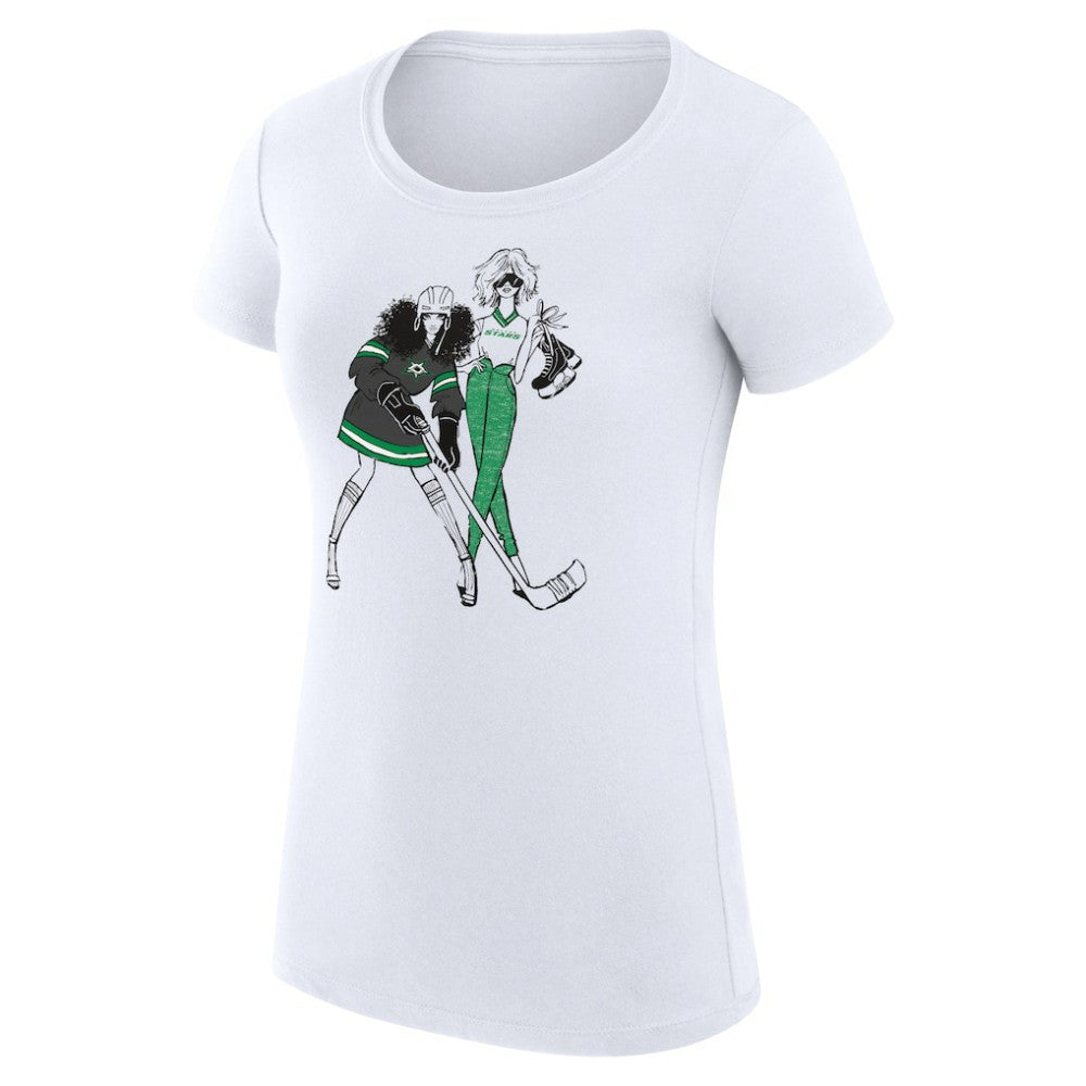 Dallas Stars G-III 4Her by Carl Banks Women's Super-Slim Fit Lightweight Hockey Girls T-Shirt - White | US 200632800