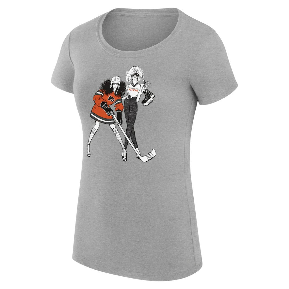 Philadelphia Flyers G-III 4Her by Carl Banks Women's Super-Slim Fit Lightweight Hockey Girls T-Shirt - Heather Gray | US 200632805