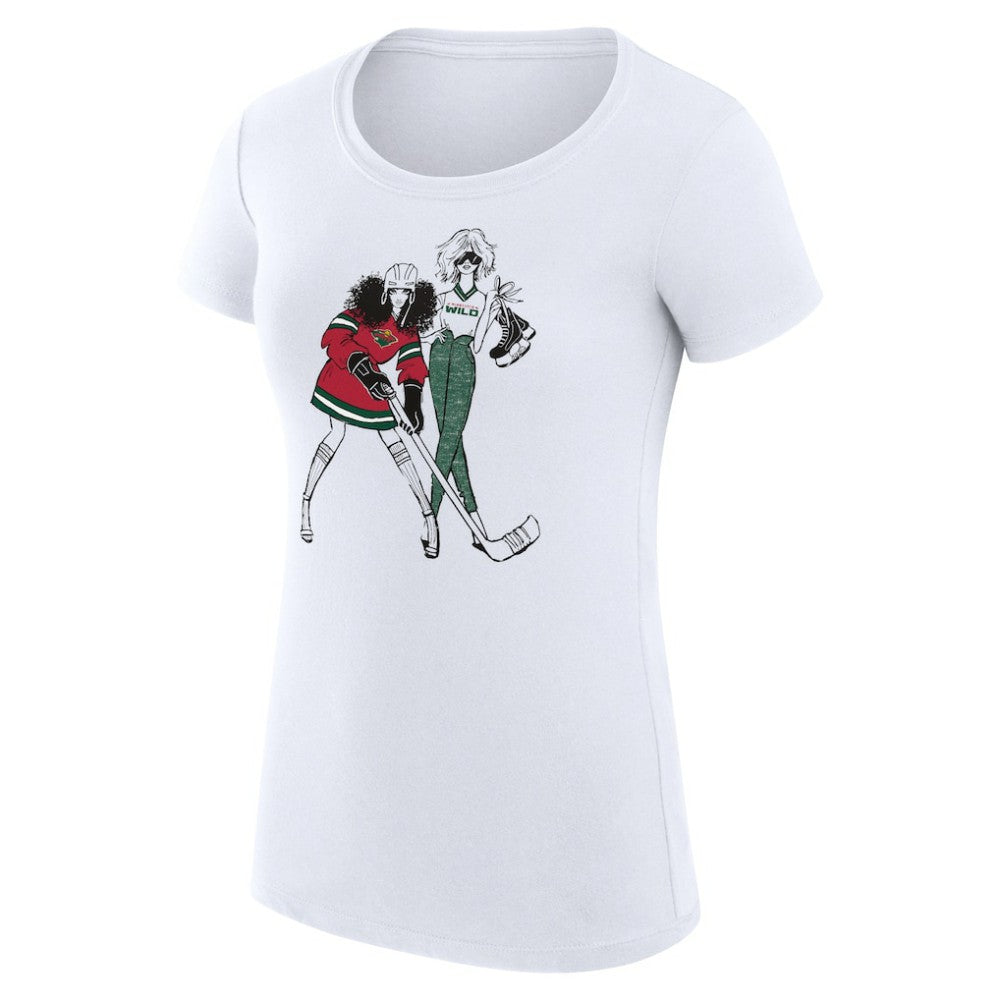 Minnesota Wild G-III 4Her by Carl Banks Women's Super-Slim Fit Lightweight Hockey Girls T-Shirt - White | US 200632809