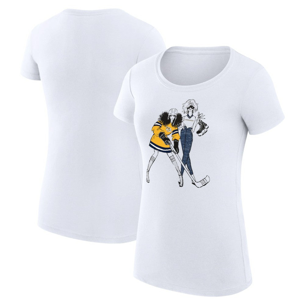 Nashville Predators G-III 4Her by Carl Banks Women's Super-Slim Fit Lightweight Hockey Girls T-Shirt - White | US 200632811