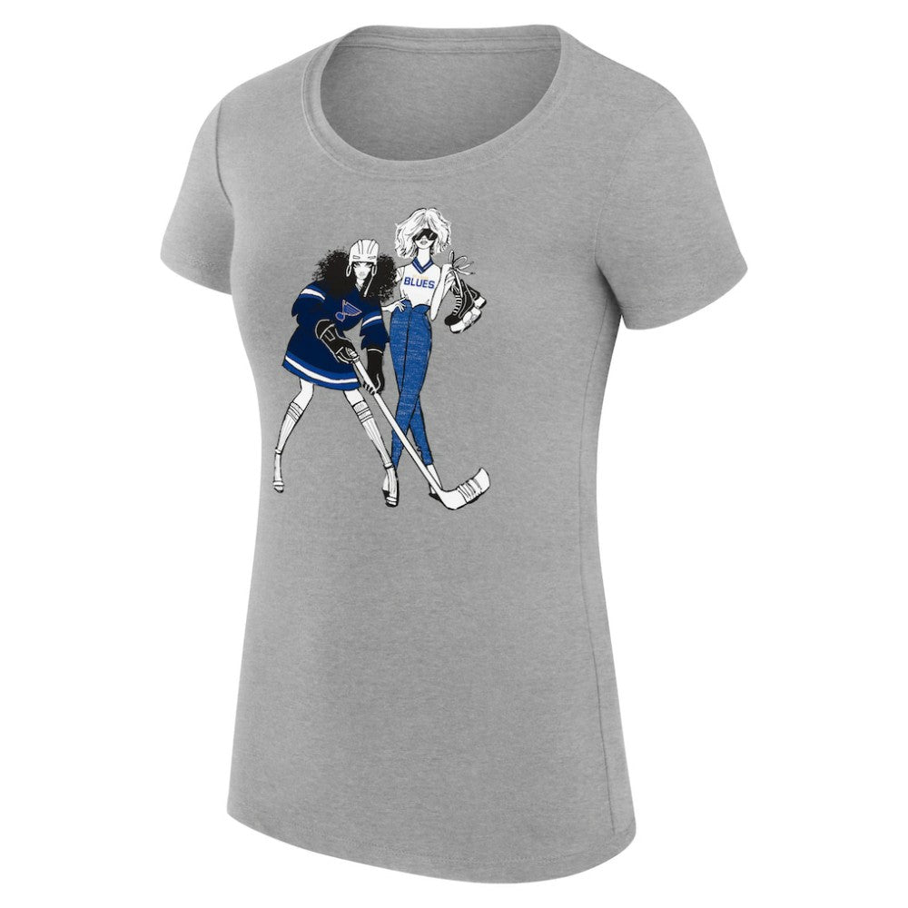 St. Louis Blues G-III 4Her by Carl Banks Women's Super-Slim Fit Lightweight Hockey Girls T-Shirt - Heather Gray | US 200632819
