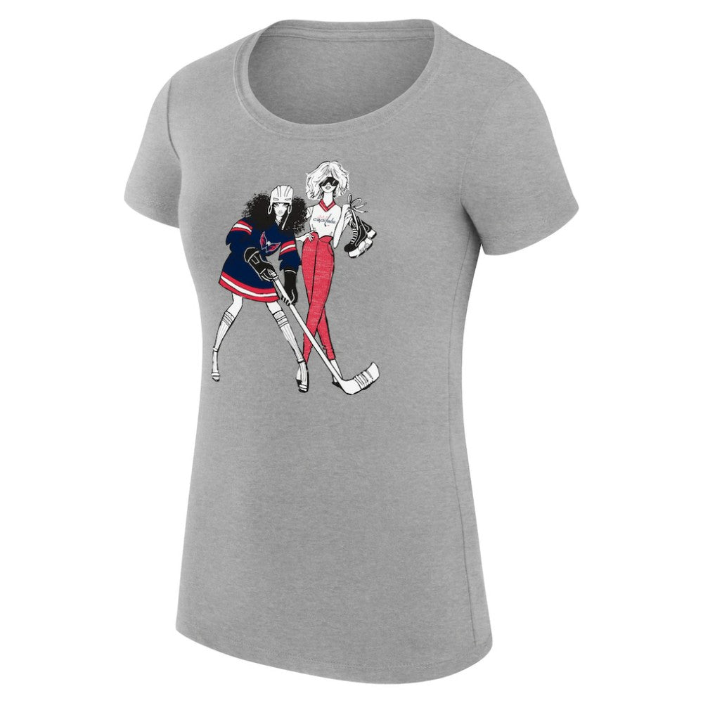 Washington Capitals G-III 4Her by Carl Banks Women's Super-Slim Fit Lightweight Hockey Girls T-Shirt - Heather Gray | US 200632829