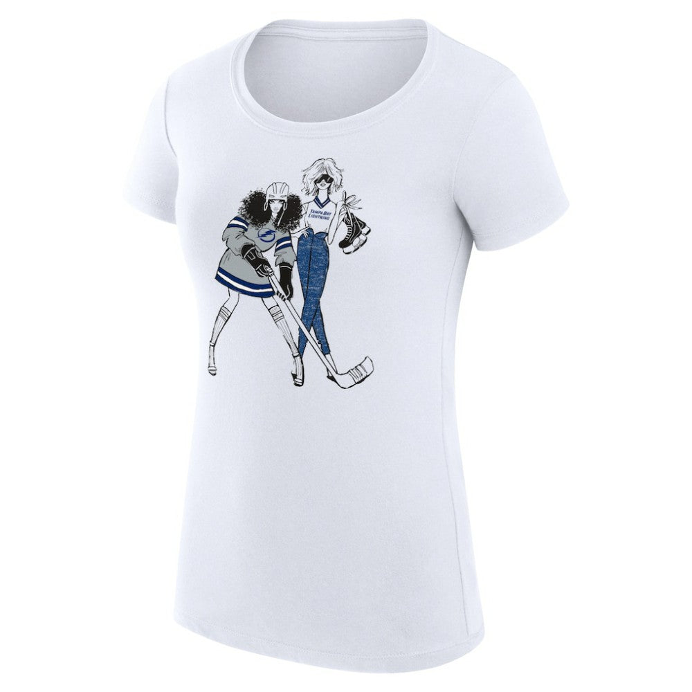 Tampa Bay Lightning G-III 4Her by Carl Banks Women's Super-Slim Fit Lightweight Hockey Girls T-Shirt - White | US 200632832