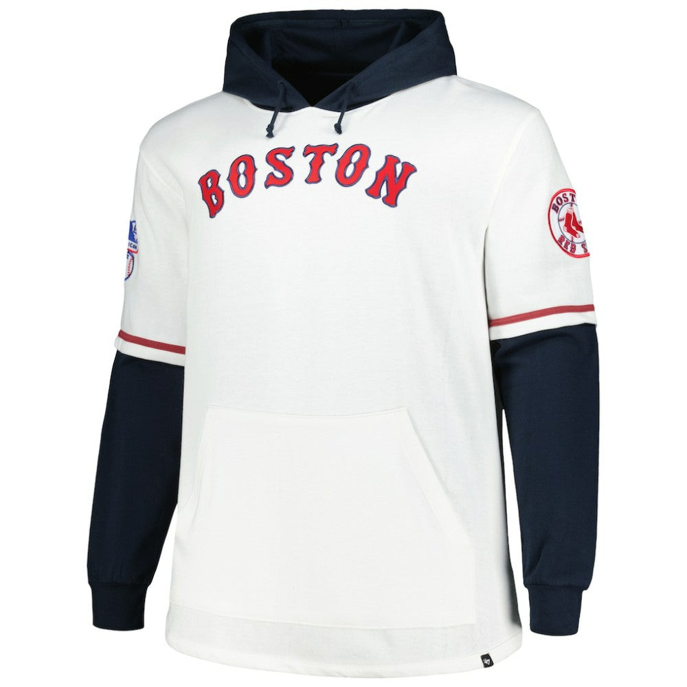 Boston Red Sox '47 Big & Tall Trifecta Shortstop Pullover Hoodie - White/Navy Hoodies