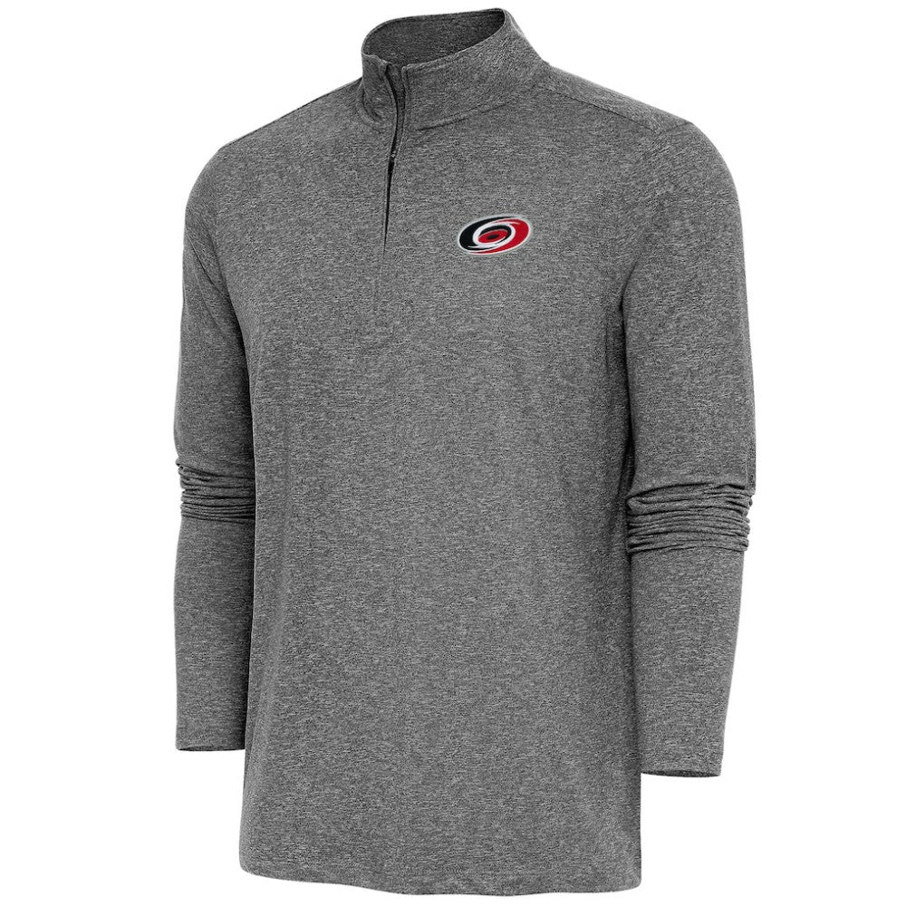 Carolina Hurricanes Antigua Hunk Quarter-Zip Pullover Top - Heather Black | US 200640577
