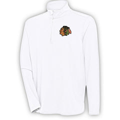 Chicago Blackhawks Antigua Hunk Quarter-Zip Pullover Top - White | US 200640581