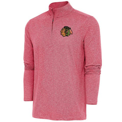 Chicago Blackhawks Antigua Hunk Quarter-Zip Pullover Top - Heather Red | US 200640583