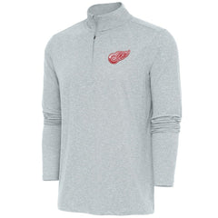 Detroit Red Wings Antigua Hunk Quarter-Zip Pullover Top - Heather Gray | US 200640624