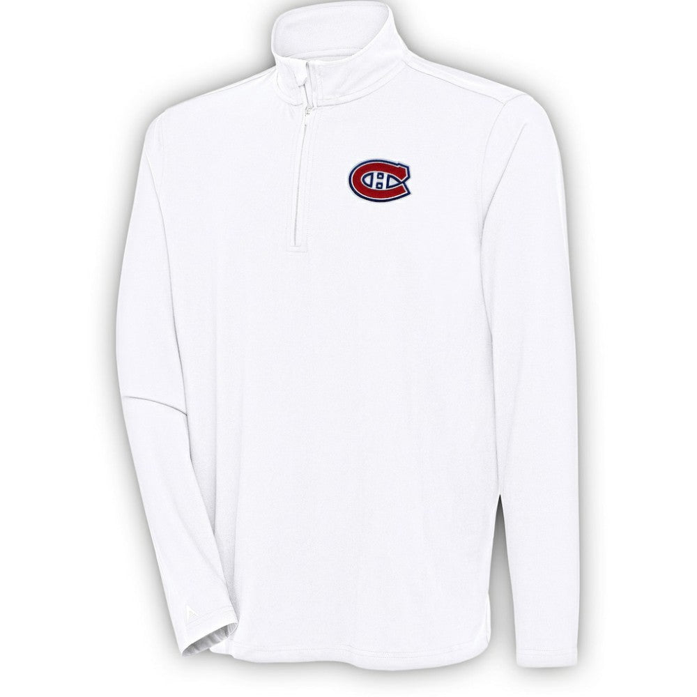 Montreal Canadiens Antigua Hunk Quarter-Zip Pullover Top - White | US 200640666