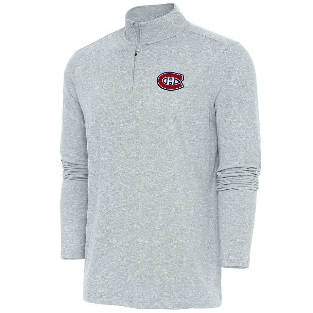 Montreal Canadiens Antigua Hunk Quarter-Zip Pullover Top - Heather Gray | US 200640679
