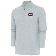 Montreal Canadiens Antigua Hunk Quarter-Zip Pullover Top - Heather Gray | US 200640679