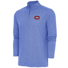 Montreal Canadiens Antigua Hunk Quarter-Zip Pullover Top - Heather Royal | US 200640681
