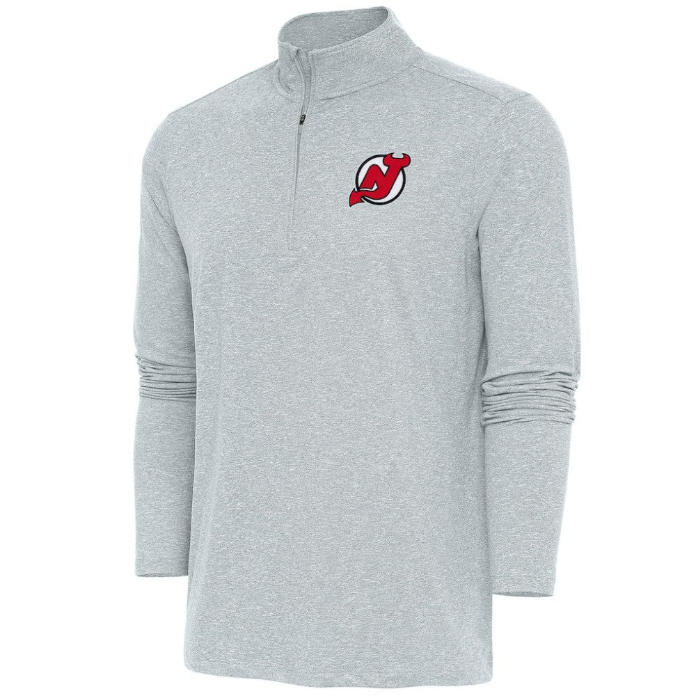 New Jersey Devils Antigua Hunk Quarter-Zip Pullover Top - Heather Gray | US 200640701