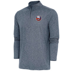 New York Islanders Antigua Hunk Quarter-Zip Pullover Top - Heather Navy | US 200640706