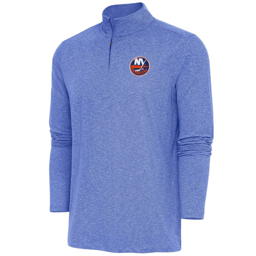 New York Islanders Antigua Hunk Quarter-Zip Pullover Top - Heather Royal | US 200640711