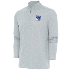 New York Rangers Antigua Hunk Quarter-Zip Pullover Top - Heather Gray | US 200640727