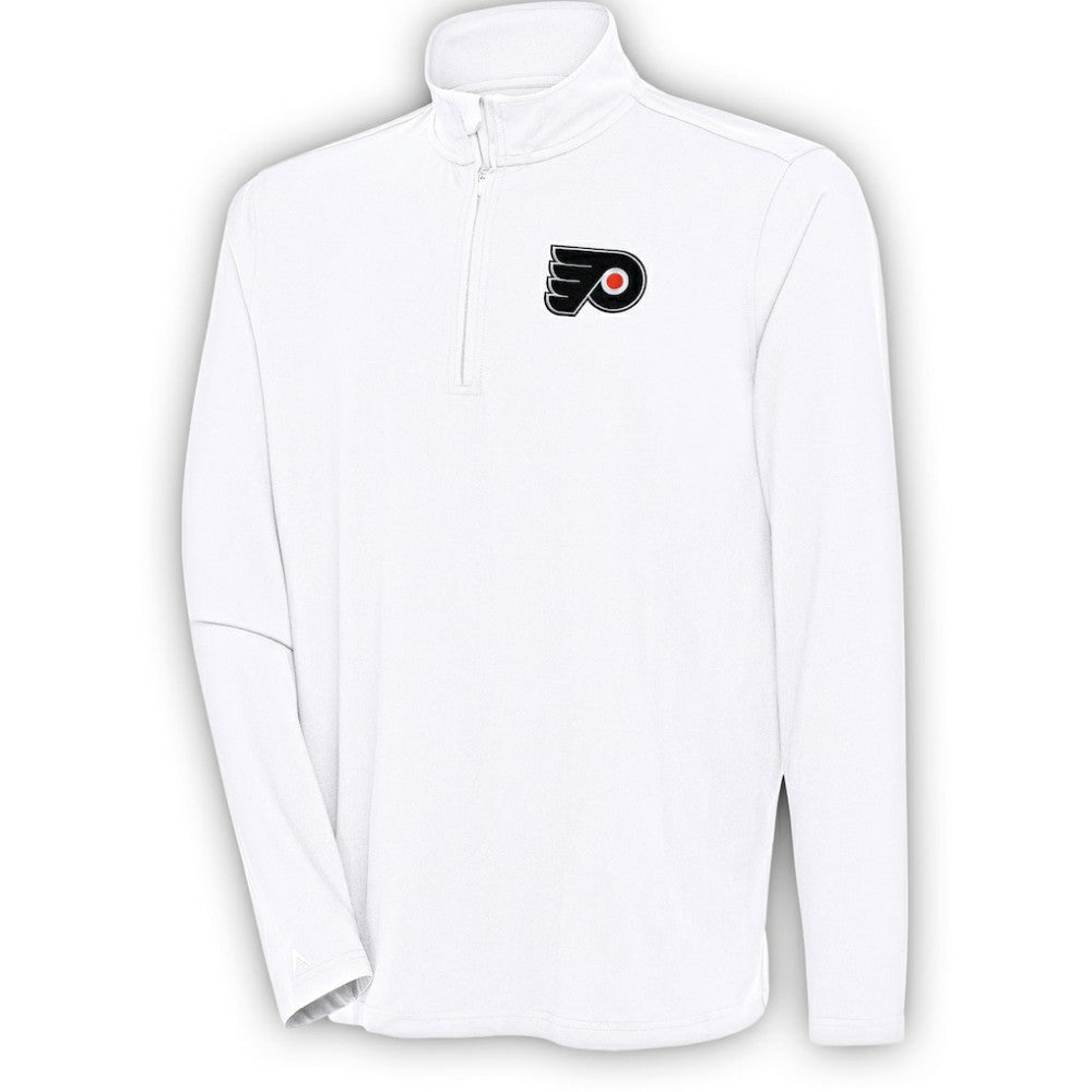 Philadelphia Flyers Antigua Hunk Quarter-Zip Pullover Top - White | US 200640739