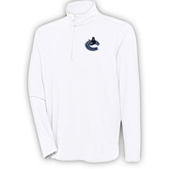 Vancouver Canucks Antigua Hunk Quarter-Zip Pullover Top - White | US 200640767