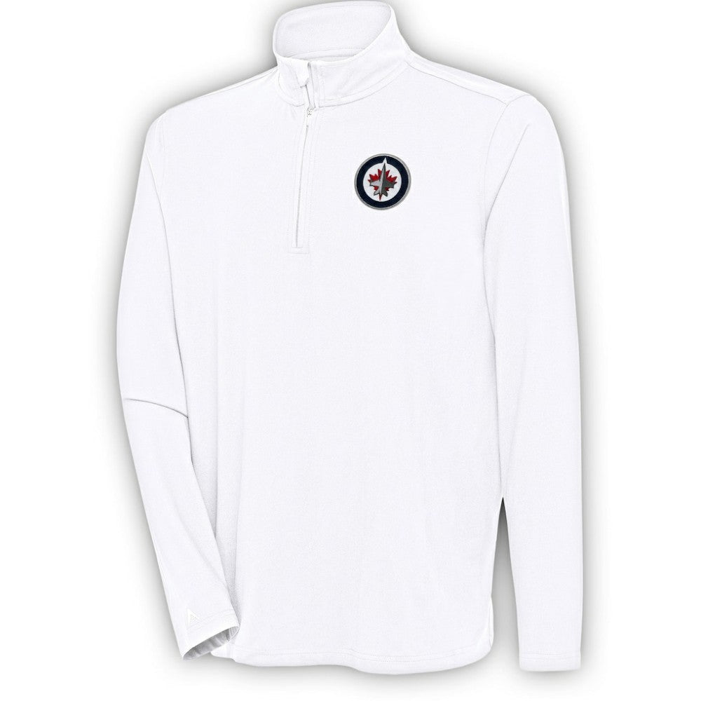 Winnipeg Jets Antigua Hunk Quarter-Zip Pullover Top - White | US 200640780