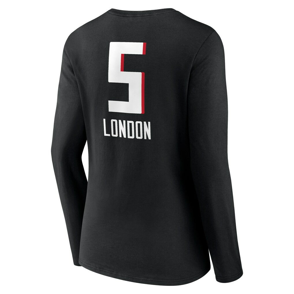 Drake London Atlanta Falcons Women's Team Wordmark Player Name & Number Long Sleeve V-Neck T-Shirt - Black T-shirts