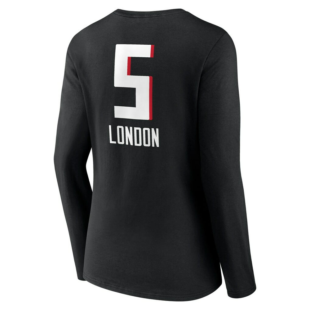 Drake London Atlanta Falcons Women's Team Wordmark Player Name & Number Long Sleeve V-Neck T-Shirt - Black T-shirts