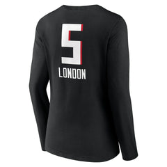 Drake London Atlanta Falcons Women's Team Wordmark Player Name & Number Long Sleeve V-Neck T-Shirt - Black T-shirts