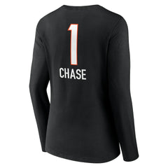 Ja'Marr Chase Cincinnati Bengals Women's Team Wordmark Player Name & Number Long Sleeve V-Neck T-Shirt - Black T-shirts