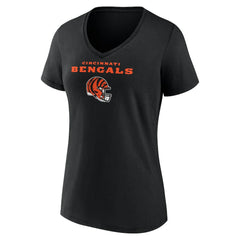 Ja'Marr Chase Cincinnati Bengals Women's Team Wordmark Player Name & Number V-Neck T-Shirt - Black T-shirts
