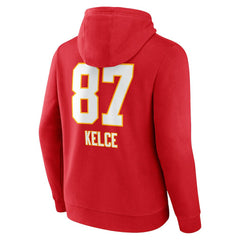 Travis Kelce Kansas City Chiefs Team Wordmark Player Name & Number Pullover Hoodie - Red Hoodies