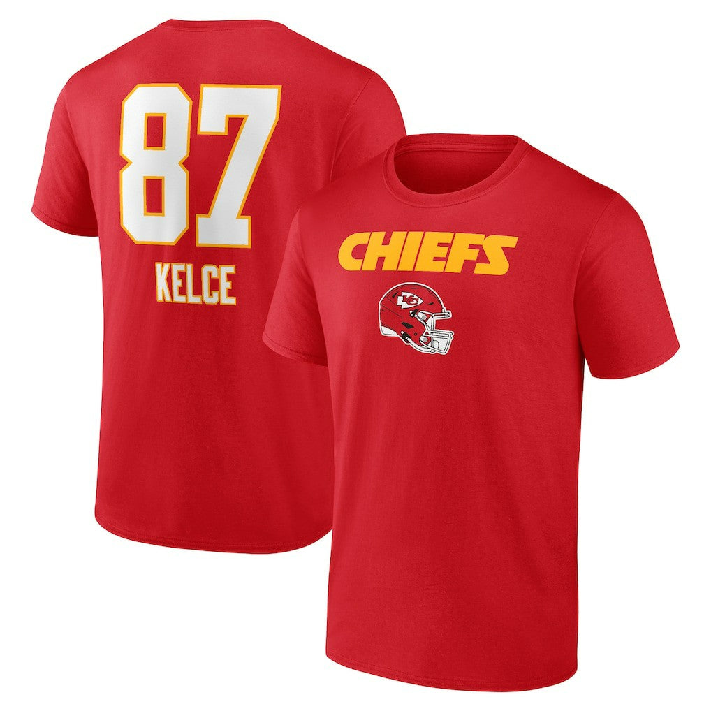 Travis Kelce Kansas City Chiefs Team Wordmark Player Name & Number T-Shirt - Red T-shirts