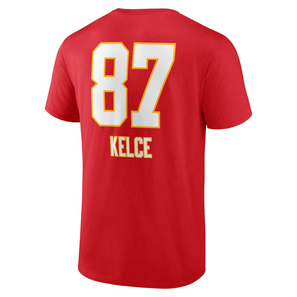 Travis Kelce Kansas City Chiefs Team Wordmark Player Name & Number T-Shirt - Red T-shirts