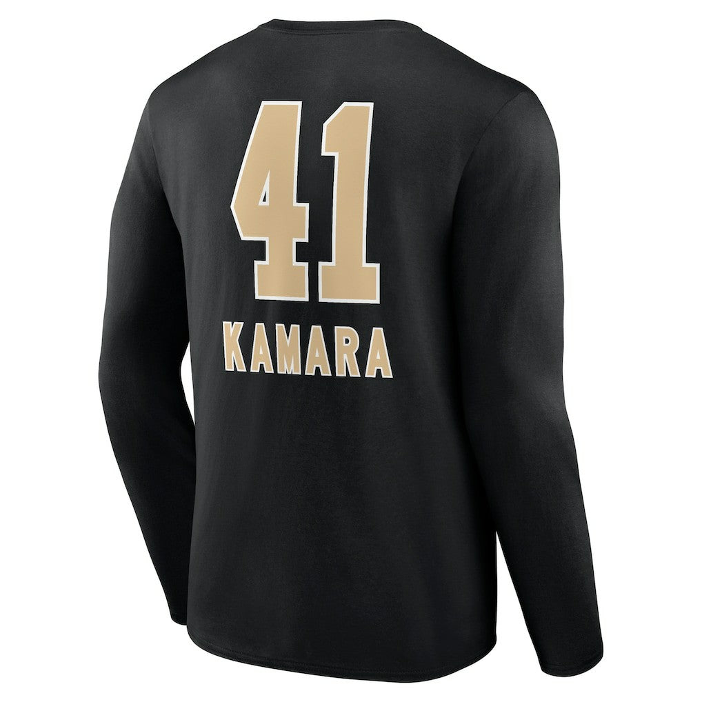 Alvin Kamara New Orleans Saints Team Wordmark Player Name & Number Long Sleeve T-Shirt - Black T-shirts