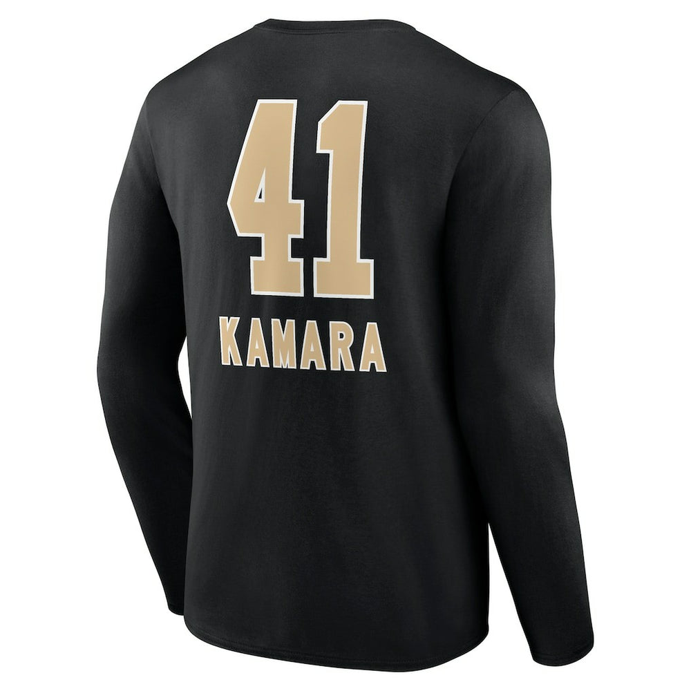 Alvin Kamara New Orleans Saints Team Wordmark Player Name & Number Long Sleeve T-Shirt - Black T-shirts
