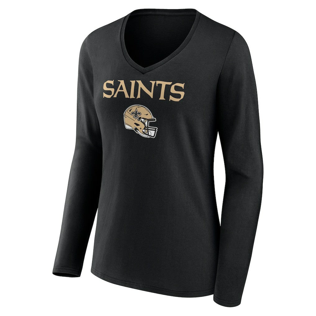 Alvin Kamara New Orleans Saints Women's Team Wordmark Player Name & Number Long Sleeve V-Neck T-Shirt - Black T-shirts