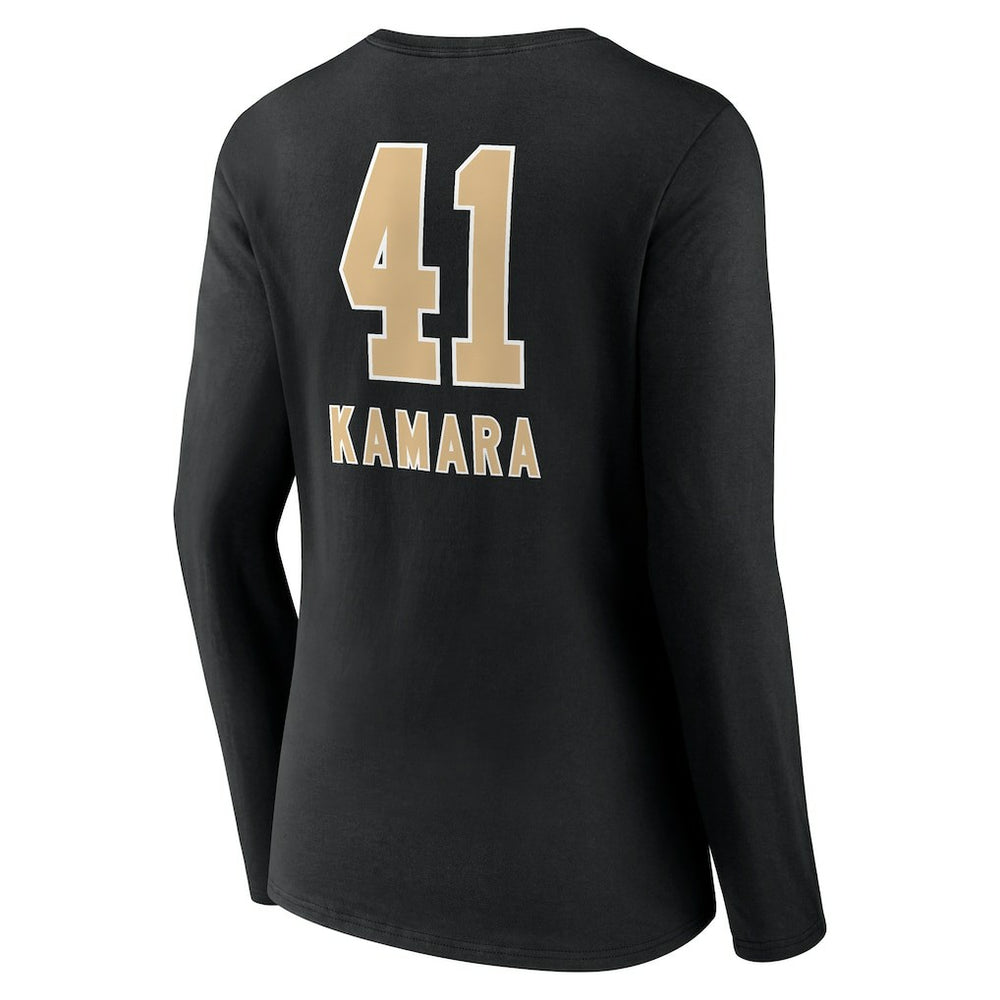 Alvin Kamara New Orleans Saints Women's Team Wordmark Player Name & Number Long Sleeve V-Neck T-Shirt - Black T-shirts