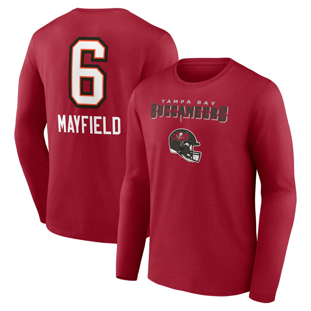 Baker Mayfield Tampa Bay Buccaneers Team Wordmark Player Name & Number Long Sleeve T-Shirt - Red T-shirts