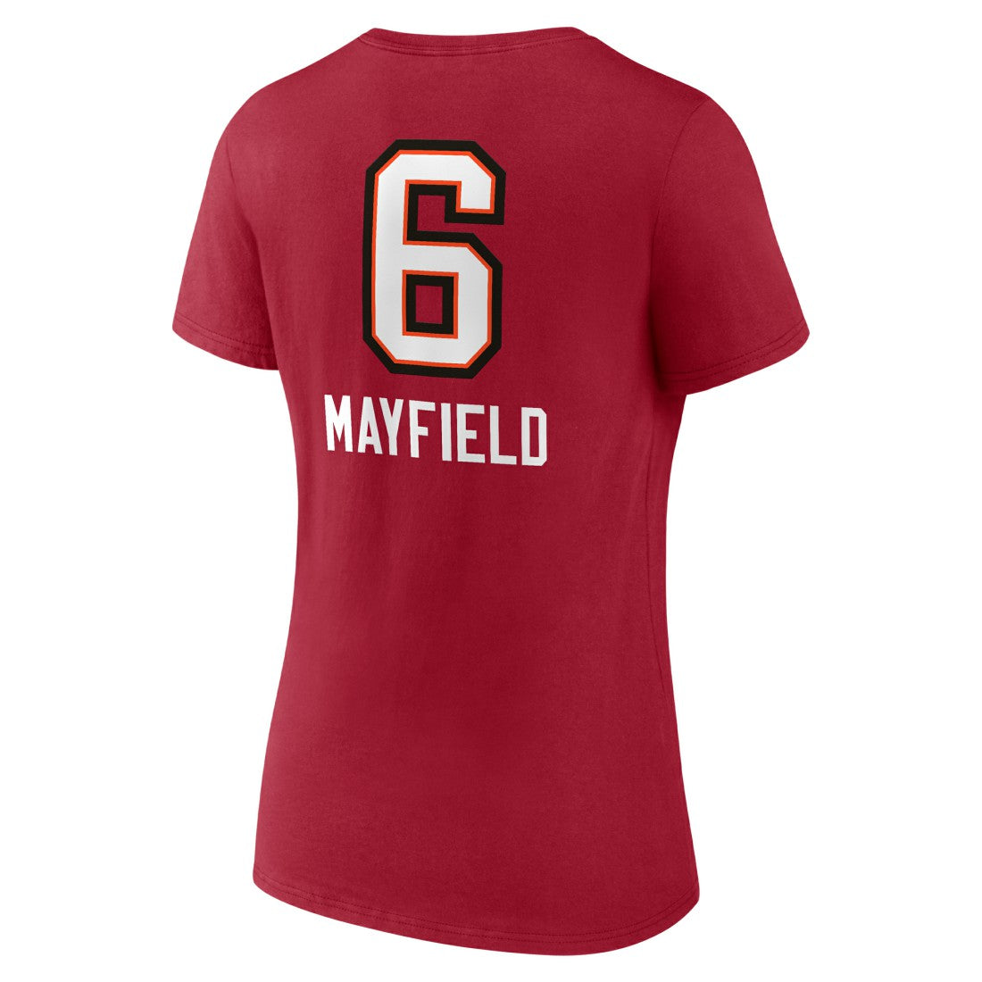 Baker Mayfield Tampa Bay Buccaneers Women's Team Wordmark Player Name & Number V-Neck T-Shirt - Red T-shirts