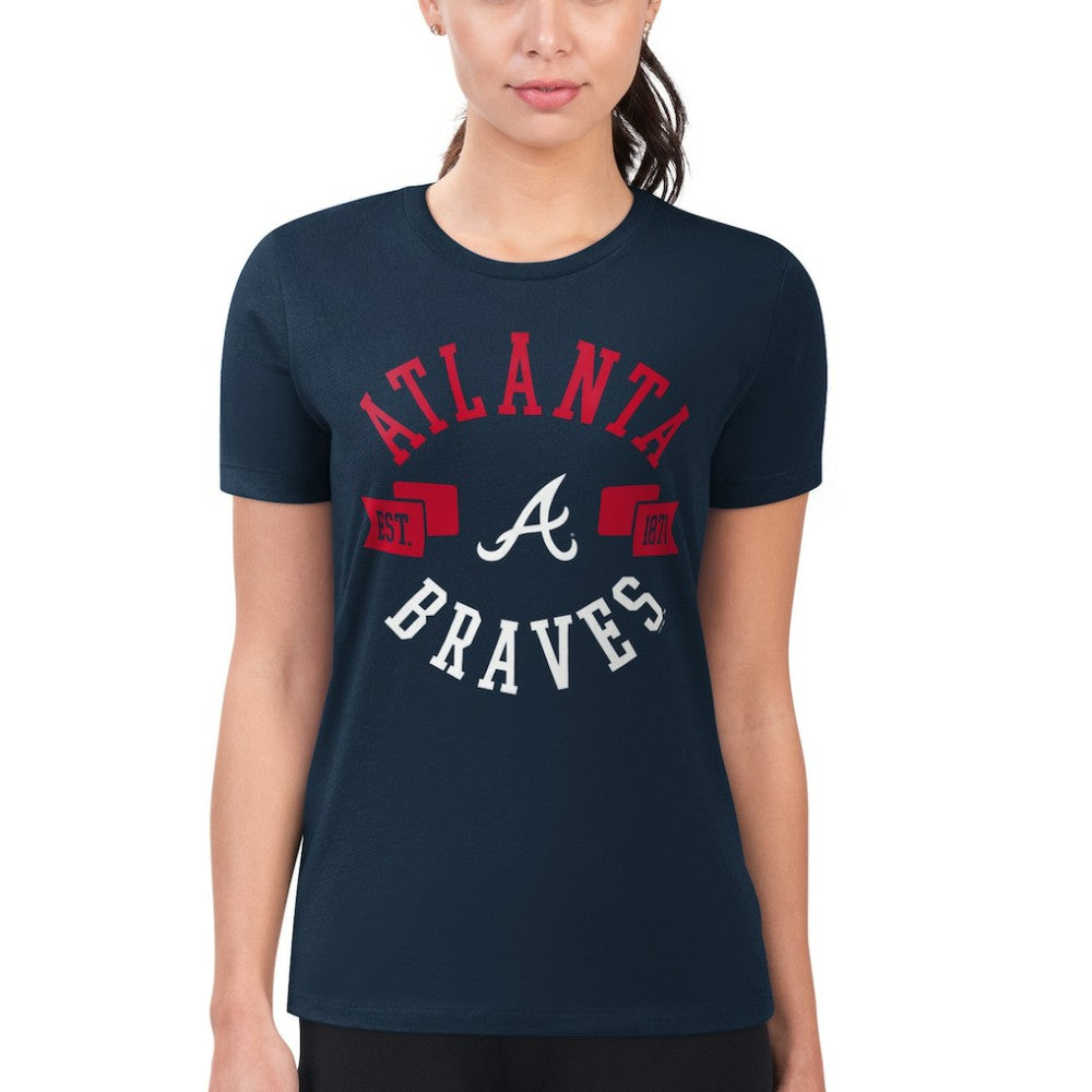 Atlanta Braves G-III 4Her by Carl Banks Women's Super-Slim Fit Lightweight City Graphic T-Shirt - Navy T-shirts
