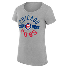 Chicago Cubs G-III 4Her by Carl Banks Women's Super-Slim Fit Lightweight City Graphic T-Shirt - Heather Gray T-shirts