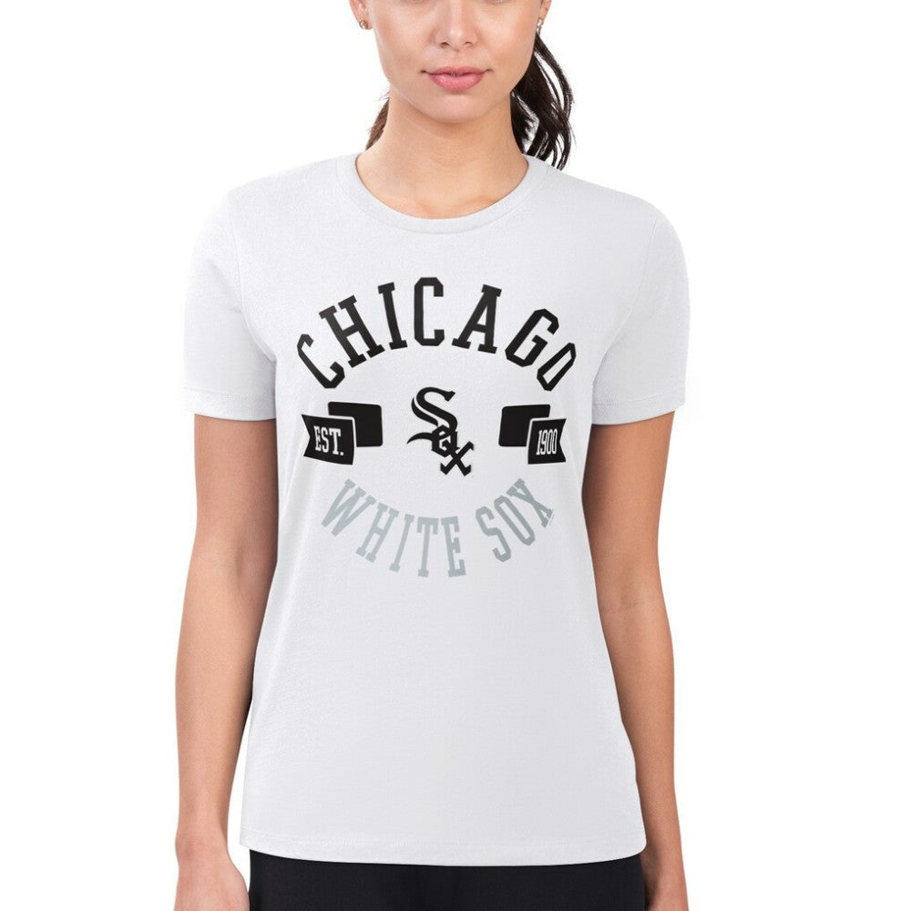 Chicago White Sox G-III 4Her by Carl Banks Women's Super-Slim Fit Lightweight City Graphic T-Shirt - White T-shirts