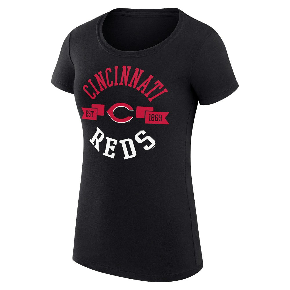 Cincinnati Reds G-III 4Her by Carl Banks Women's Super-Slim Fit Lightweight City Graphic T-Shirt - Black T-shirts