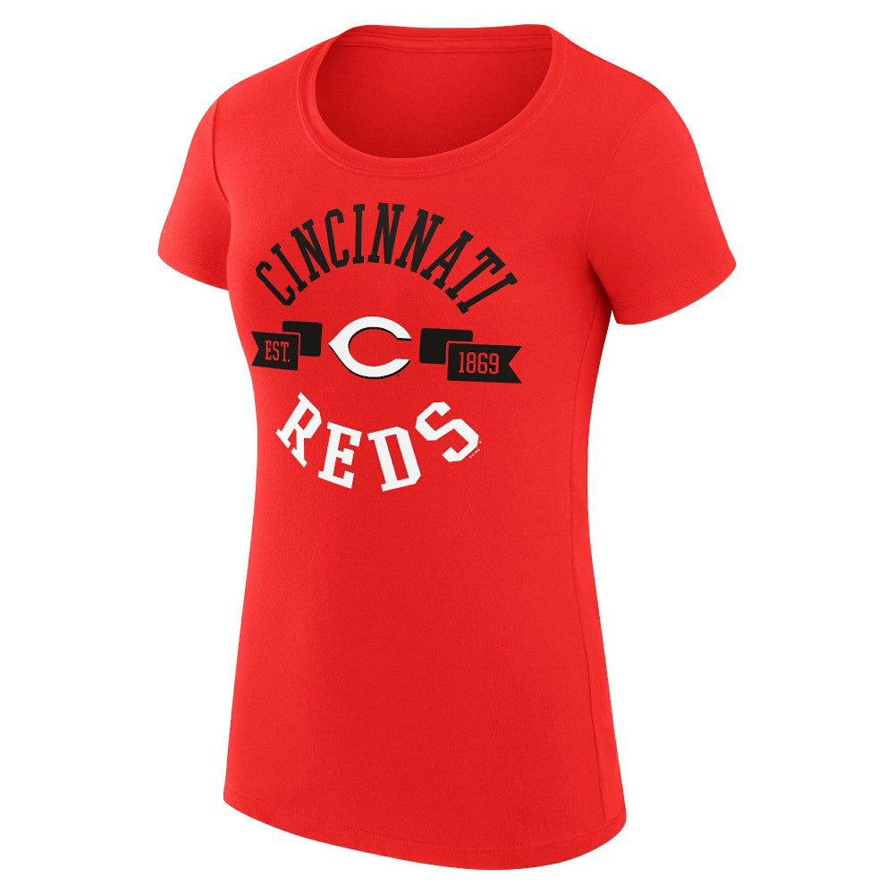 Cincinnati Reds G-III 4Her by Carl Banks Women's Super-Slim Fit Lightweight City Graphic T-Shirt - Red T-shirts